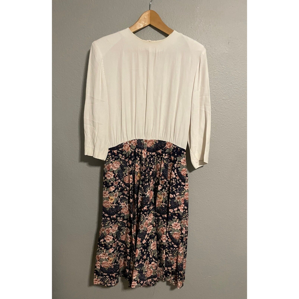 Vintage ED Michaels Womens Dress Petite 11/12 Floral Pleated Cottagecore Prairie